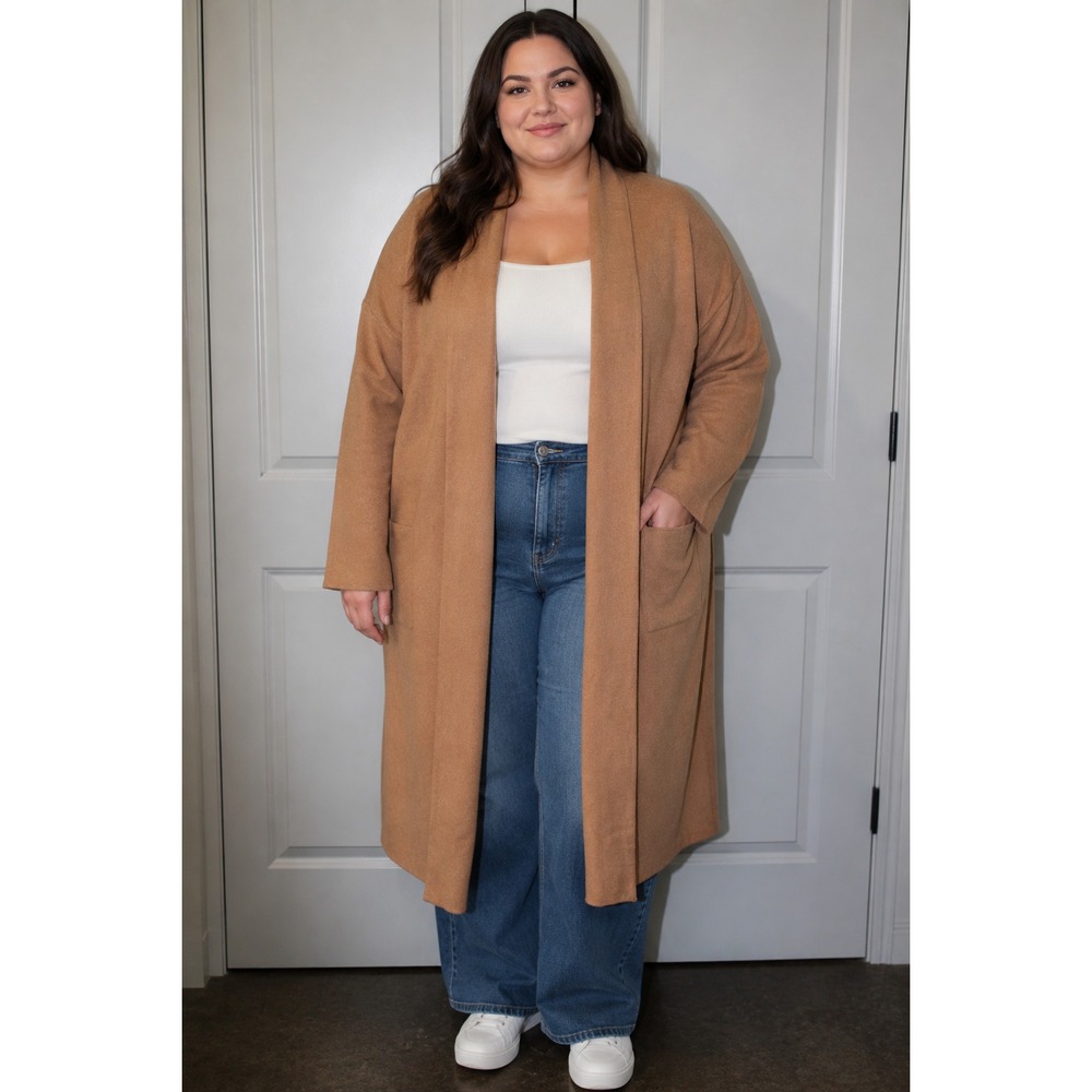 Bundle of  two Xl Long, 1 Tan and 1 Stone Gray Cardigan Sweater Duster XL